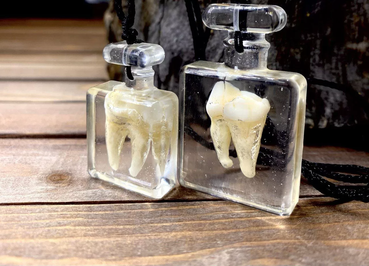 Подвеска "Янтарь" с когтем/зубом зверя | Таёжная лавка Тамга